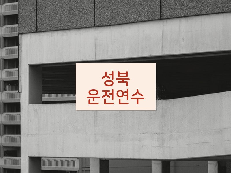 성북운전연수 후기