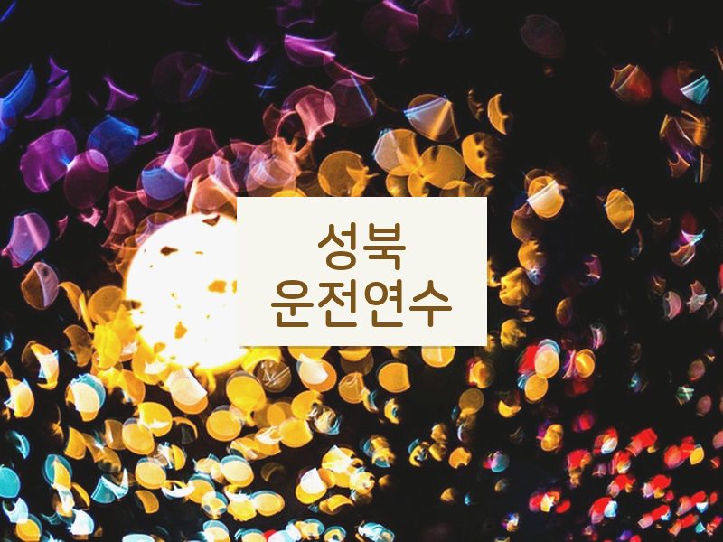 성북운전연수 후기