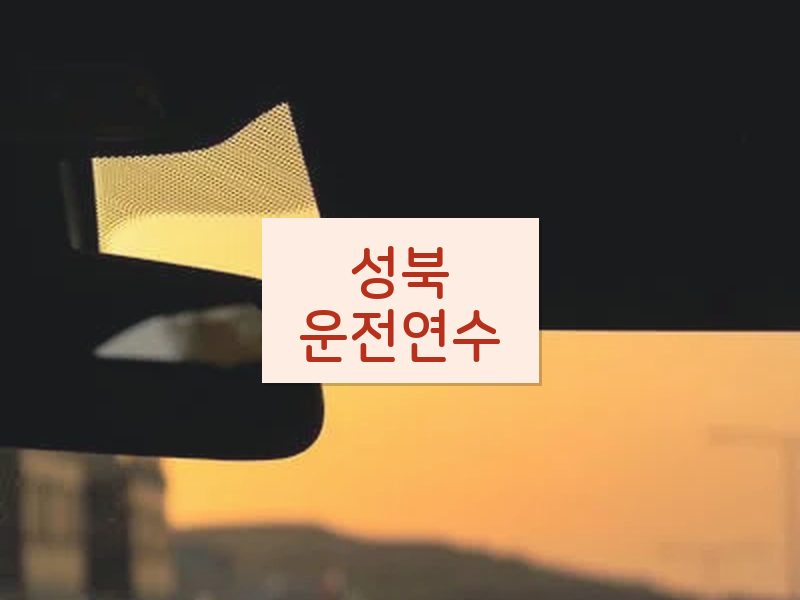 성북운전연수 후기