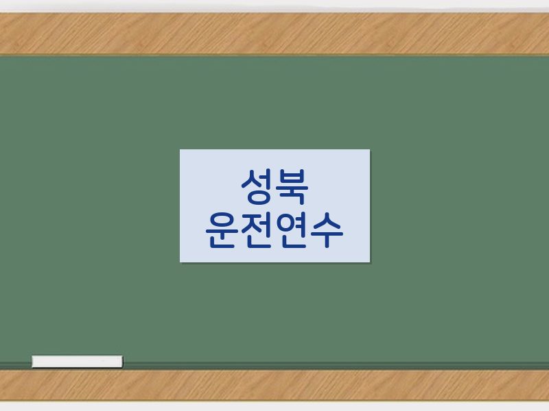 성북운전연수 후기